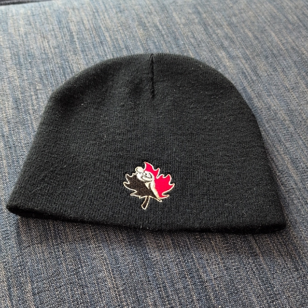 Canada Rugby Black Beanie with Maple Leaf Embroidery
